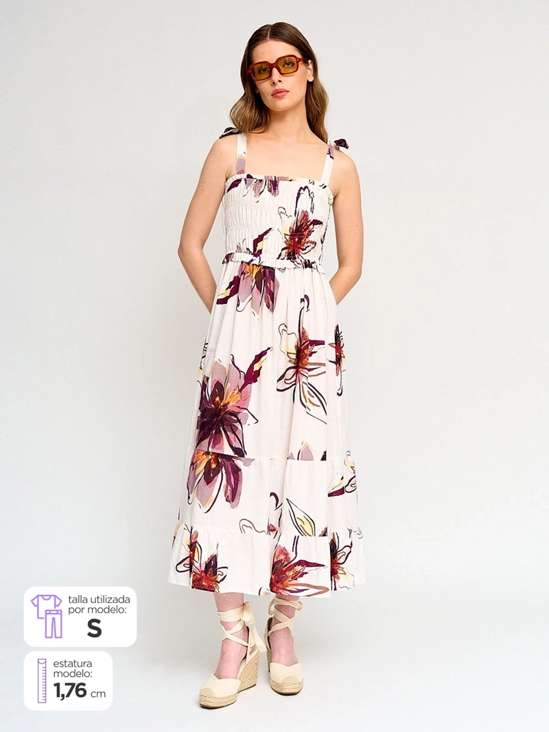 MARQUIS VESTIDO MUJER MARQUIS ALGODÓN MIDI ESCOTE RECTO PANAL