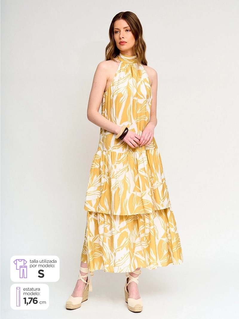 VESTIDO MUJER MARQUIS MAXI HALTER LAZO CUELLO - 1
