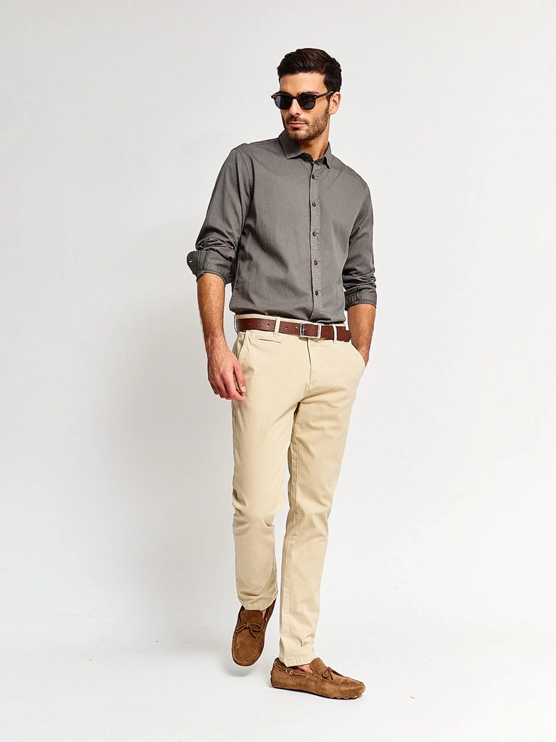 CAMISA HOMBRE CACHAREL ALGODÓN MANGA LARGA LAVADA - 4
