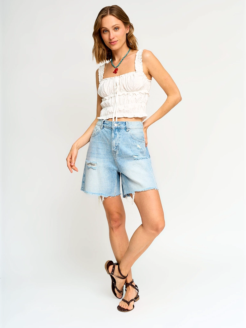 BLUSA MUJER INDEX ALGODÓN RECOGIDO AMARRA - 4