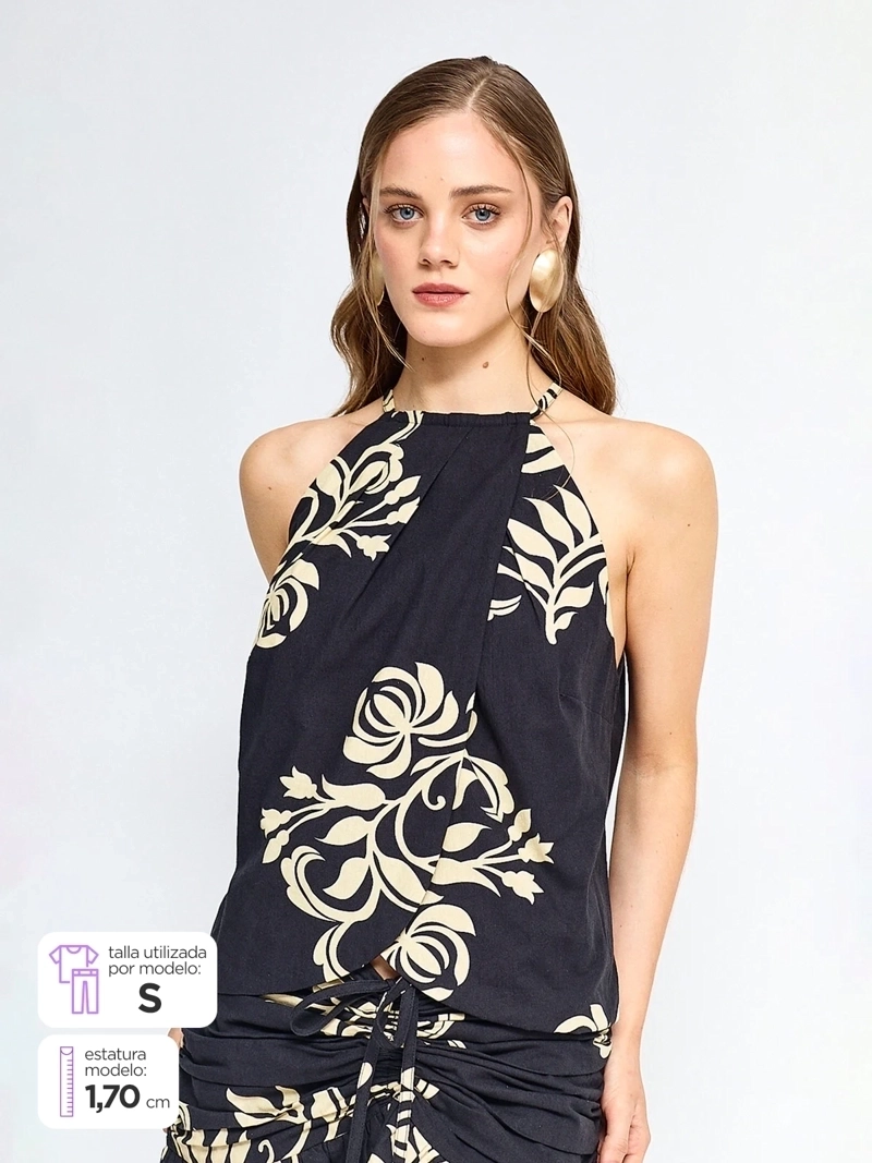 BLUSA MUJER MARQUIS LINO HALTER ESTAMPADO - 1