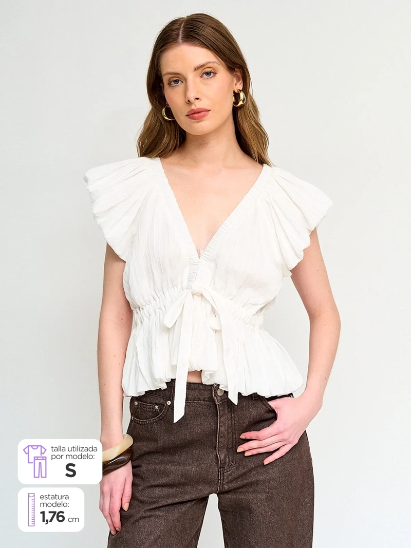 MARQUIS BLUSA MUJER MARQUIS MANGA RUEDO GLOBO AMARRA
