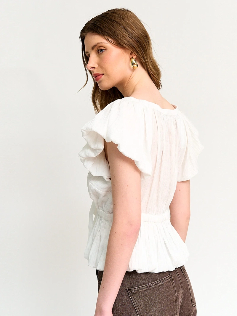 BLUSA MUJER MARQUIS MANGA RUEDO GLOBO AMARRA - 2