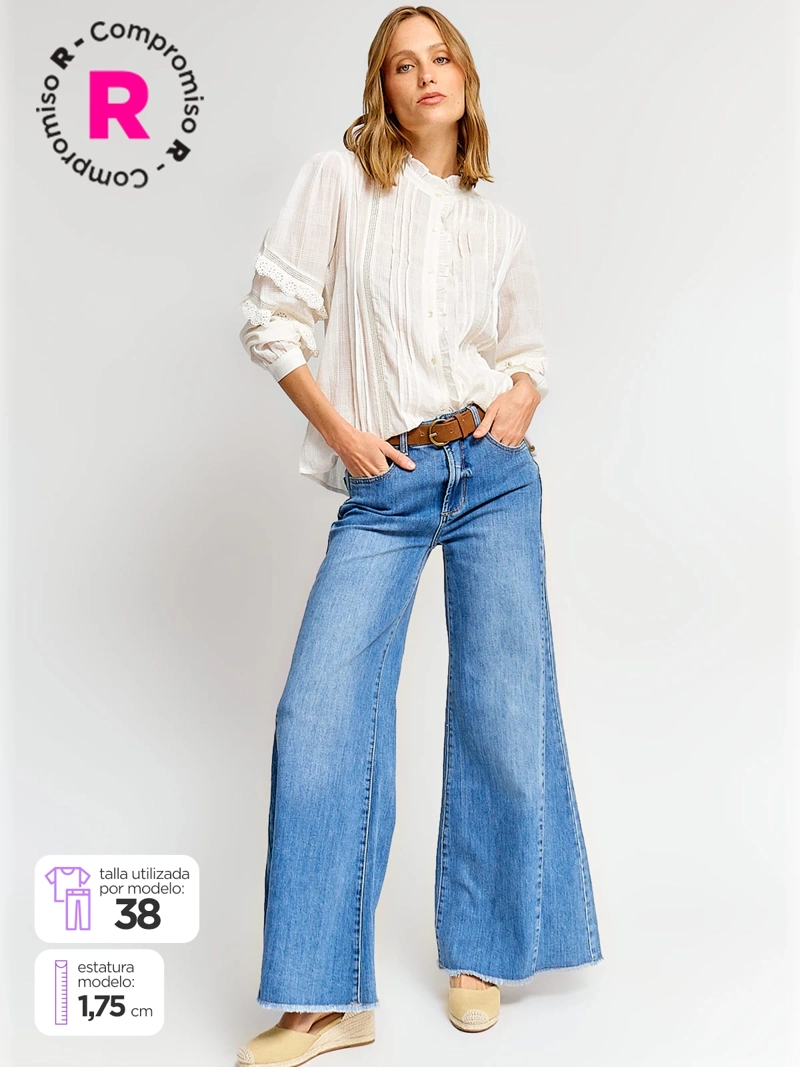 JEANS MUJER TATIENNE ALGODÓN RECTO CINTURÓN - 1