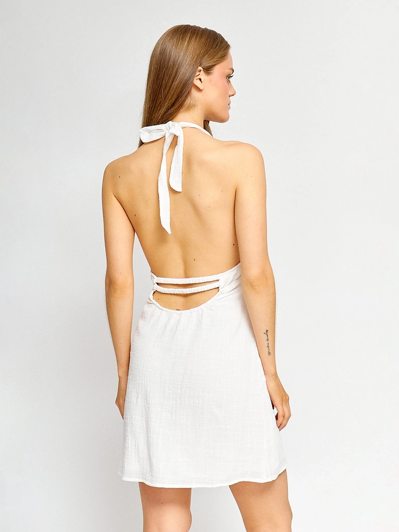 VESTIDO MUJER INDEX ALGODÓN CORTO HALTER - 4