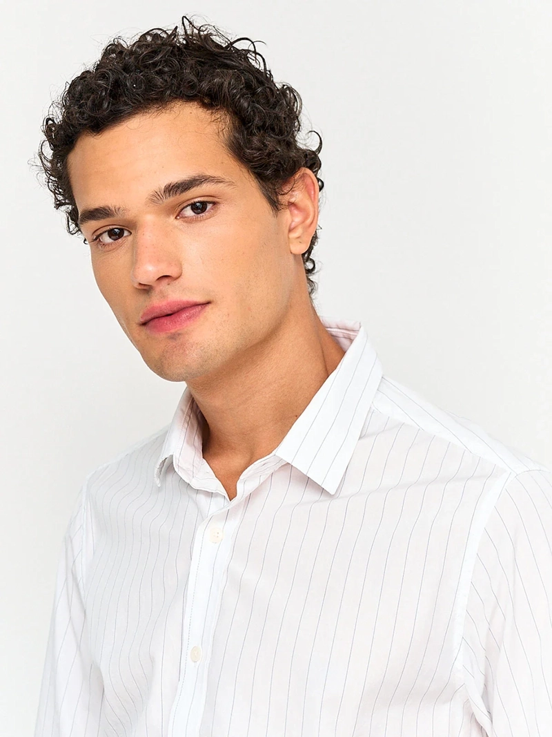 CAMISA HOMBRE CACHAREL ALGODÓN MANGA LARGA LÍNEAS - 3