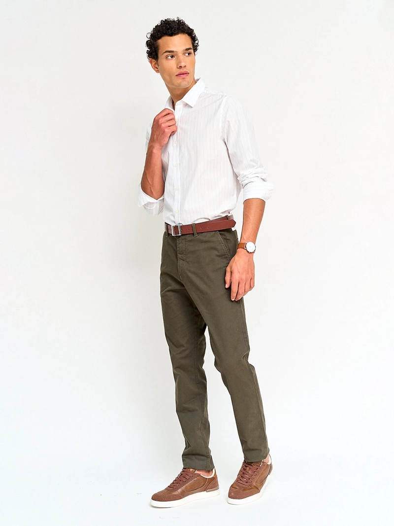 CAMISA HOMBRE CACHAREL ALGODÓN MANGA LARGA LÍNEAS - 4