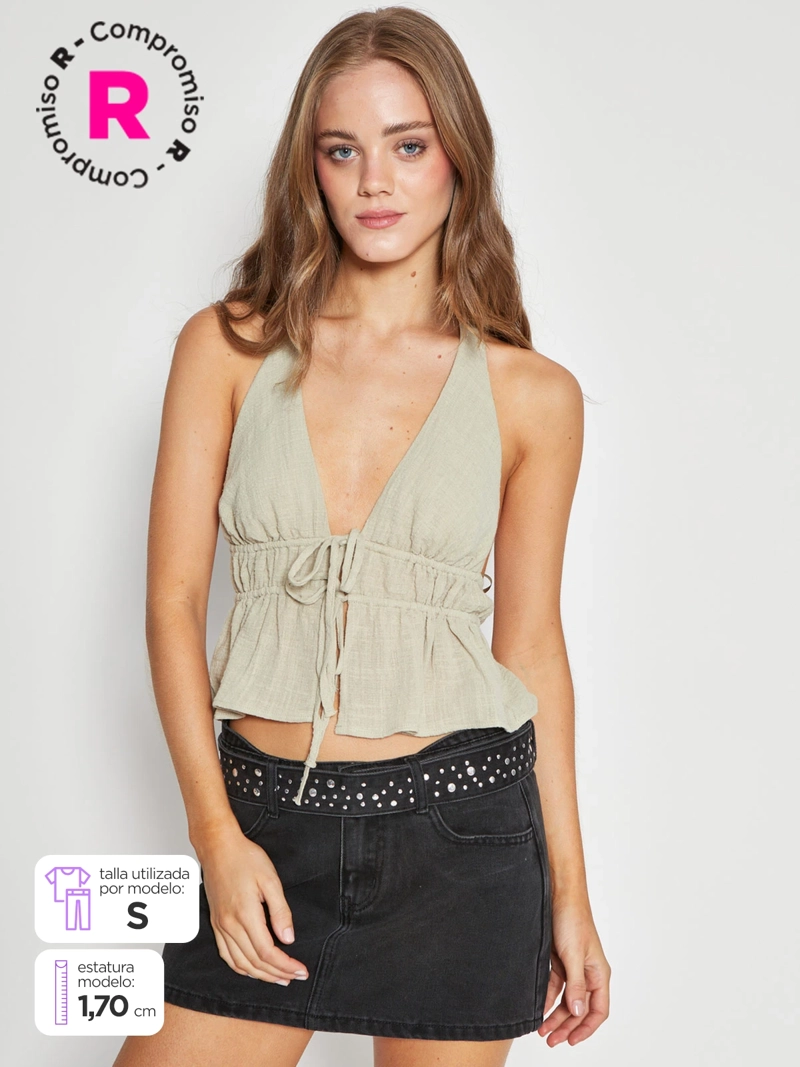 BLUSA MUJER INDEX ALGODÓN SIN MANGAS AMARRAS - 1