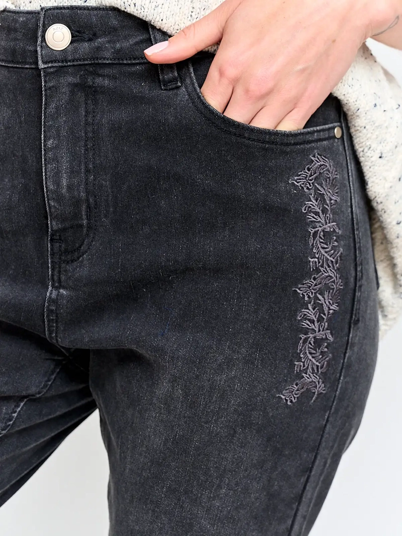 JEANS MUJER AZIZ ALGODÓN BORDADO - 4