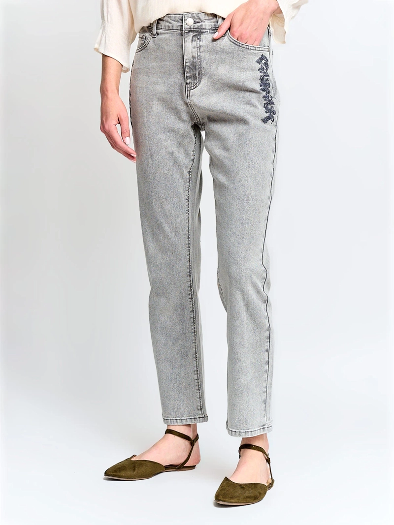 JEANS MUJER AZIZ ALGODÓN BORDADO - 2