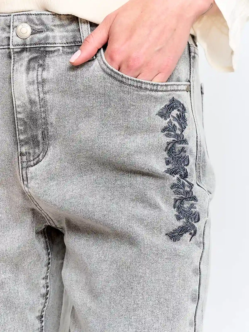 JEANS MUJER AZIZ ALGODÓN BORDADO - 4