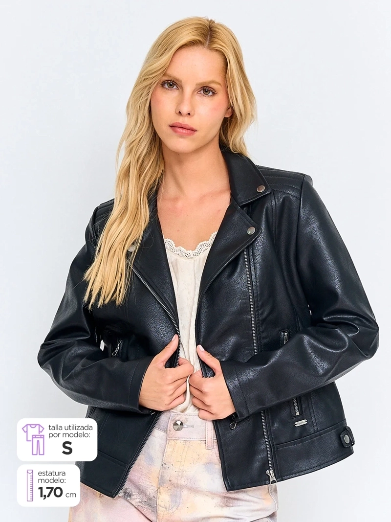 CHAQUETA MUJER PEPE JEANS EFECTO PIEL - 1