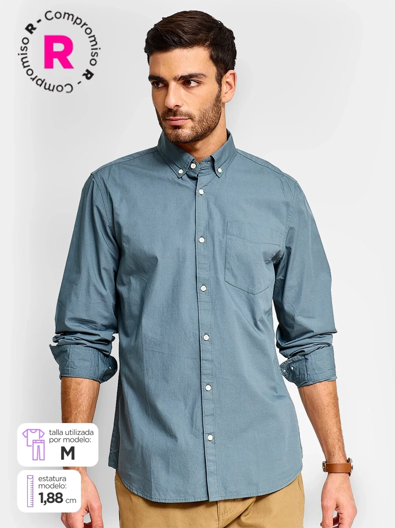 CAMISA HOMBRE REGATTA ALGODÓN MANGA LARGA - 1