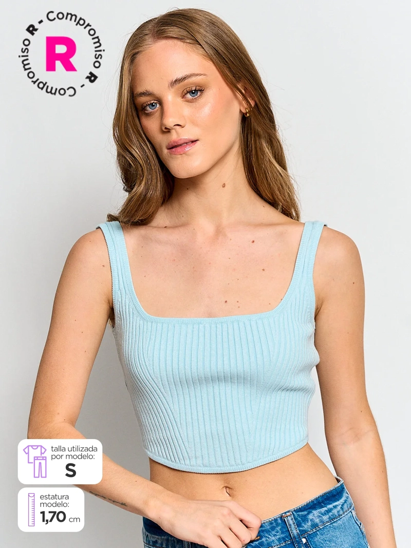 POLERA MUJER INDEX SIN MANGAS TEJIDO