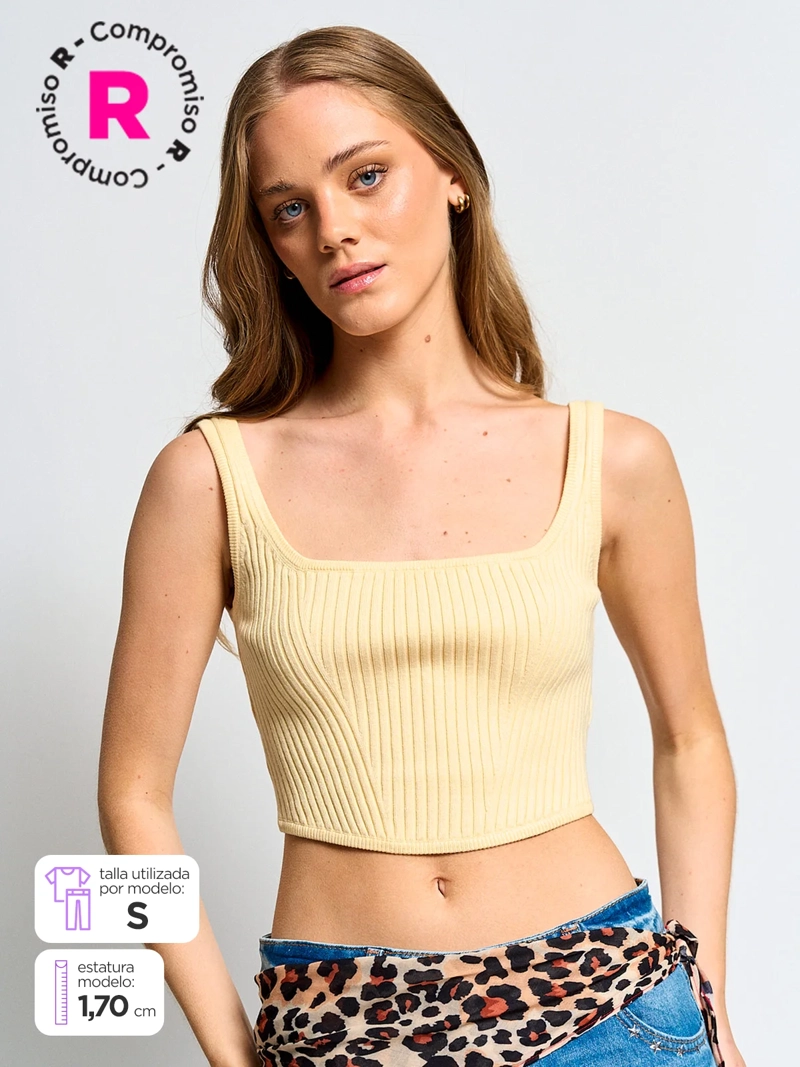 POLERA MUJER INDEX SIN MANGAS TEJIDO