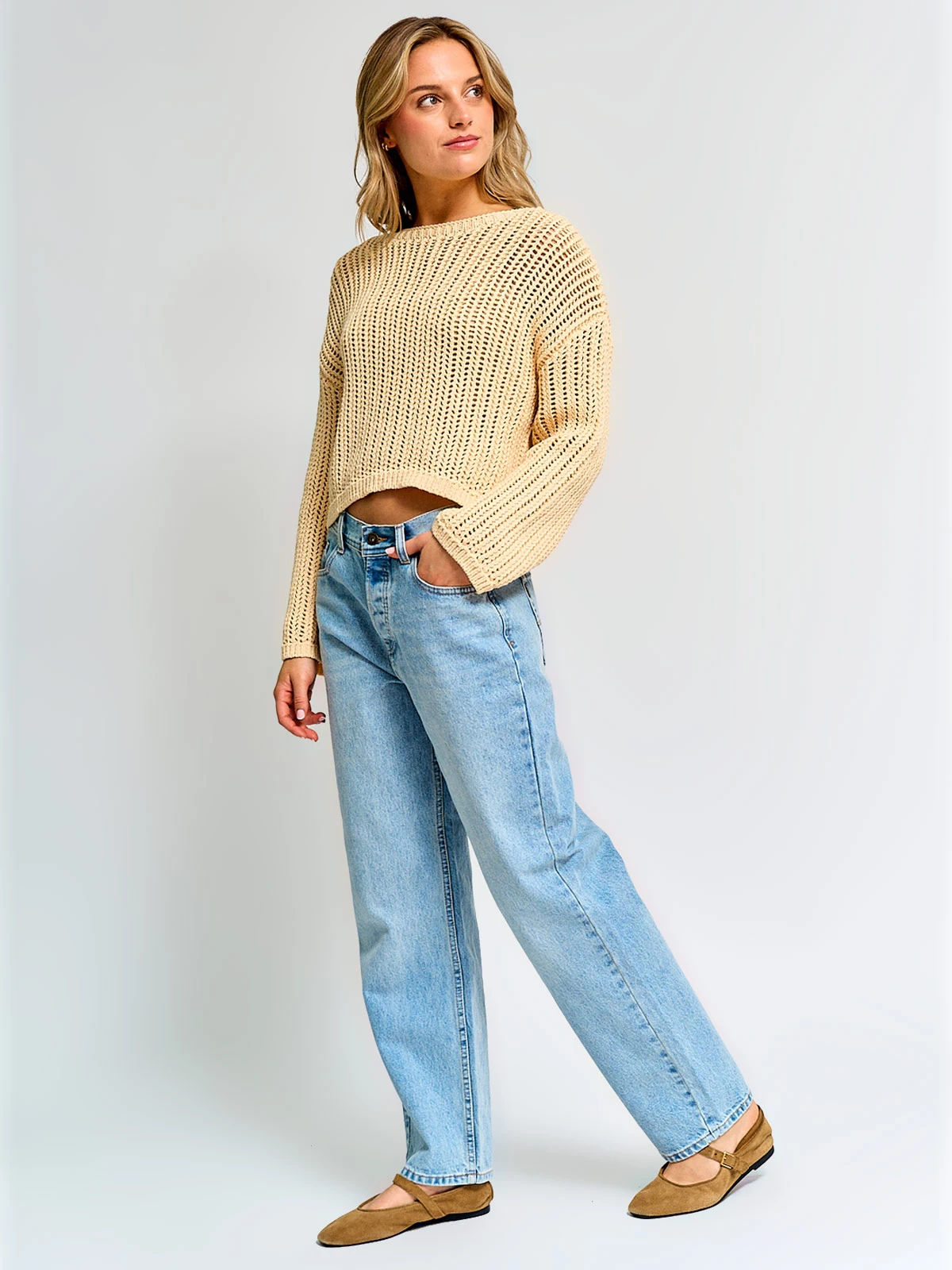 SWEATER MUJER INDEX ALGODÓN MANGA LARGA CALADO - 4