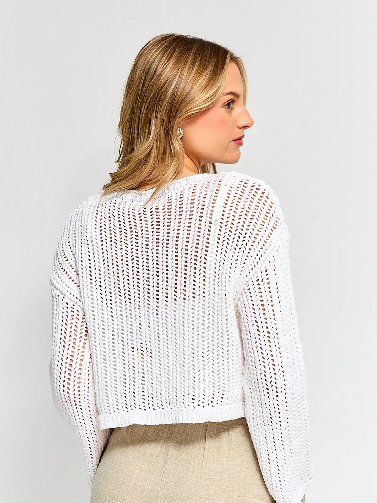 SWEATER MUJER INDEX ALGODÓN MANGA LARGA CALADO - 2