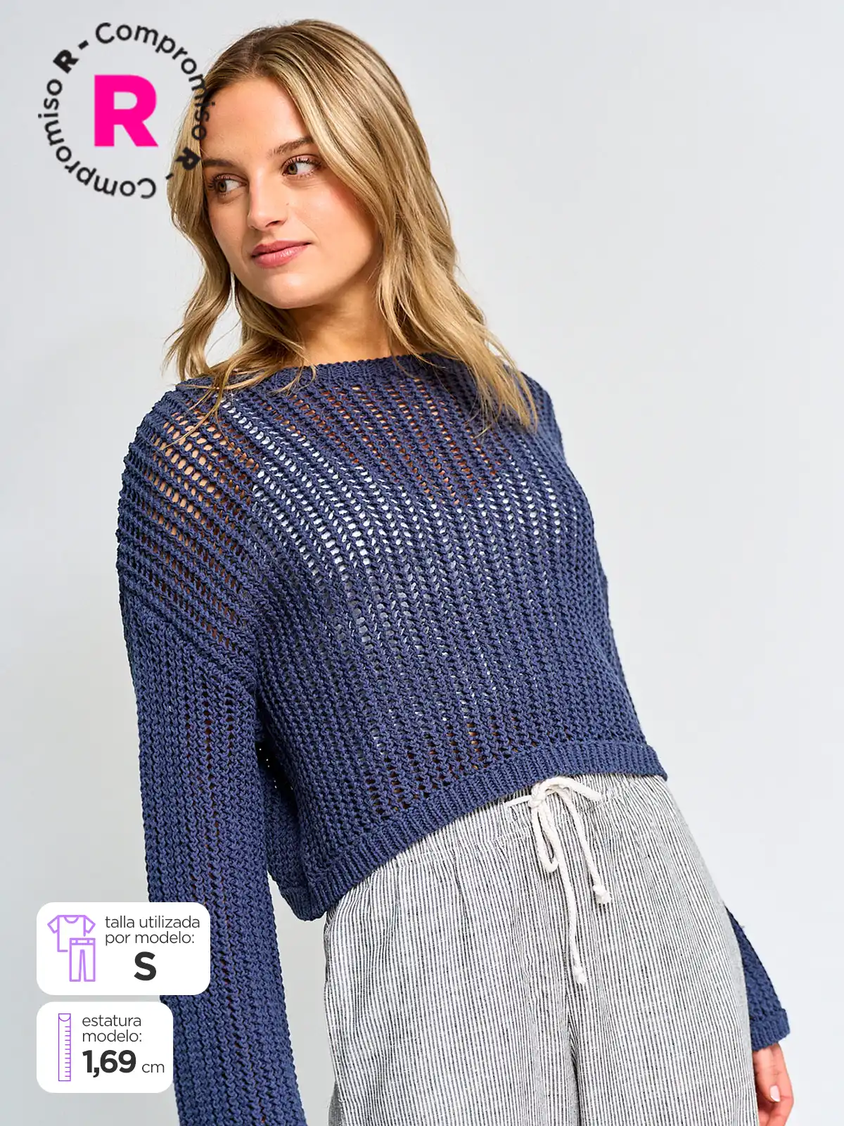 SWEATER MUJER INDEX ALGODÓN MANGA LARGA CALADO - 1