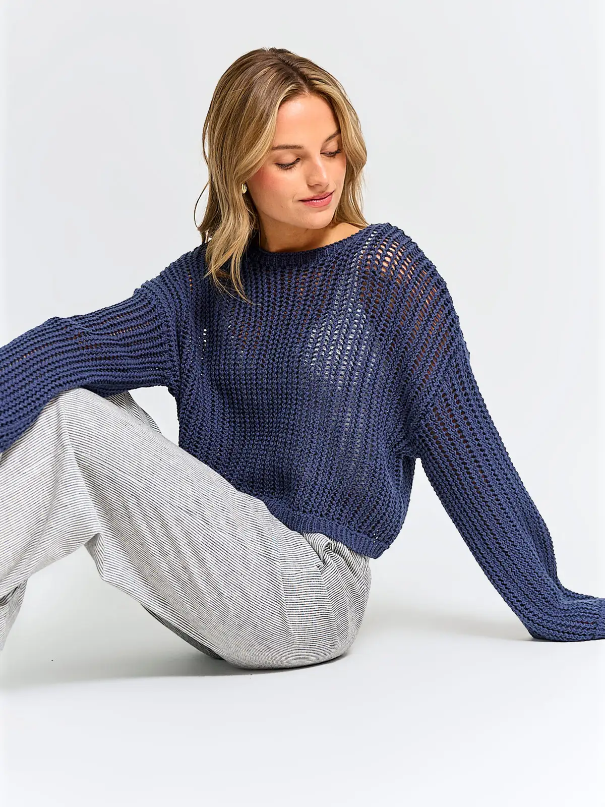 SWEATER MUJER INDEX ALGODÓN MANGA LARGA CALADO - 4
