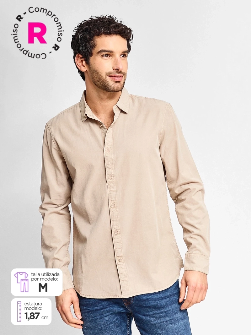 CAMISA HOMBRE MARQUIS ALGODÓN MANGA LARGA LAVADA - 1