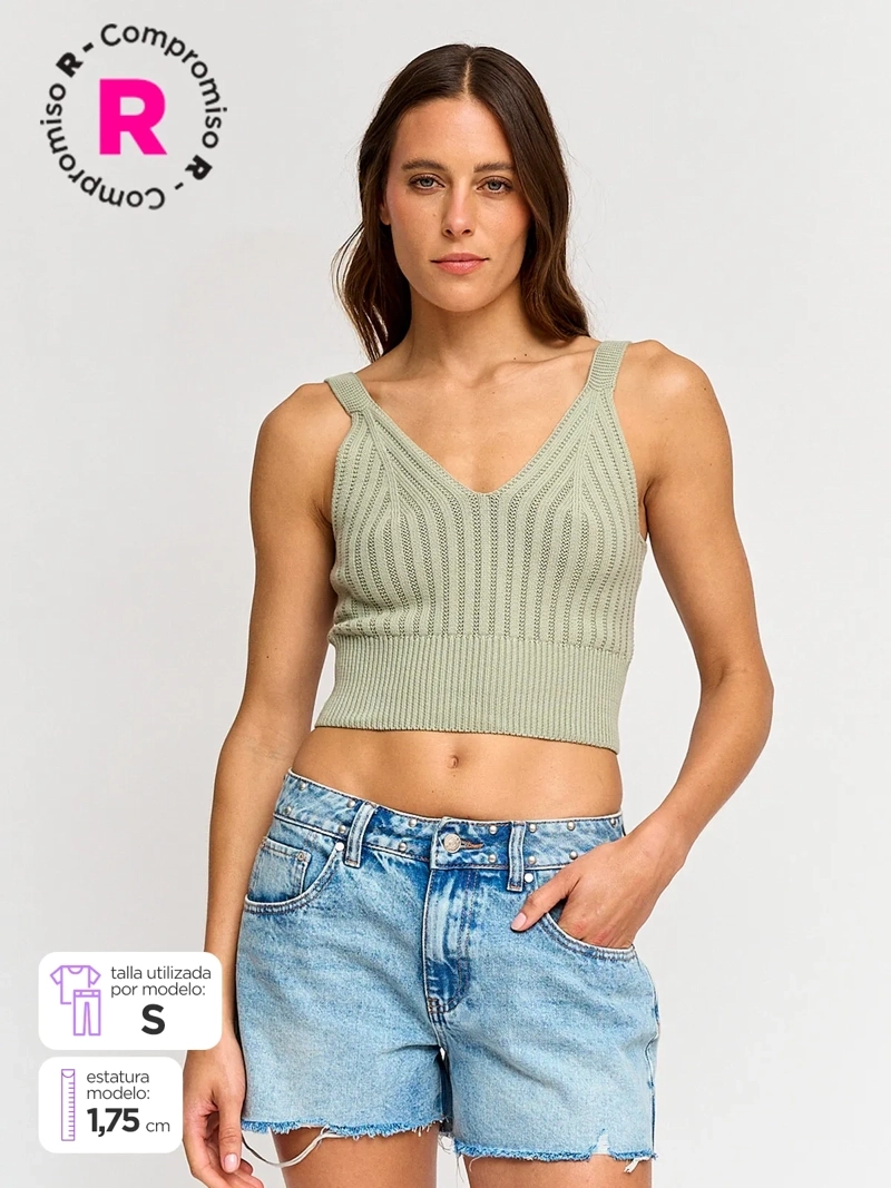 POLERA MUJER INDEX ALGODÓN SIN MANGAS TEJIDO