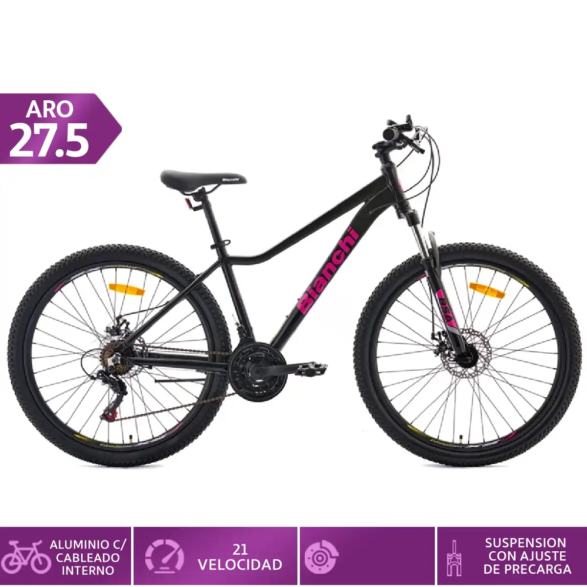 BICICLETA MOUNTAIN BIKE BIANCHI EVOLUTION XS LADY NEGRO TALLA M ARO 27.5 - 1
