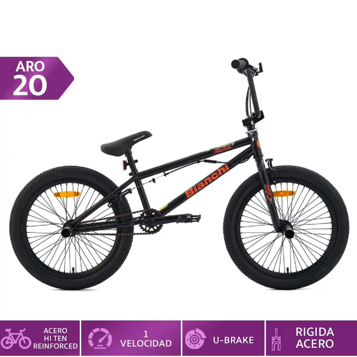 BICICLETA INFANTIL BIANCHI FREESTYLE NEGRO ARO 20 - 1