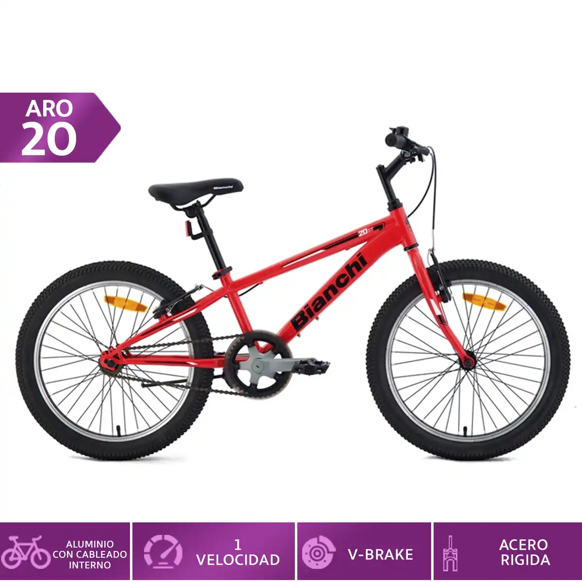 BICICLETA INFANTIL BIANCHI WOLF ST ROJO ARO 20 - 1