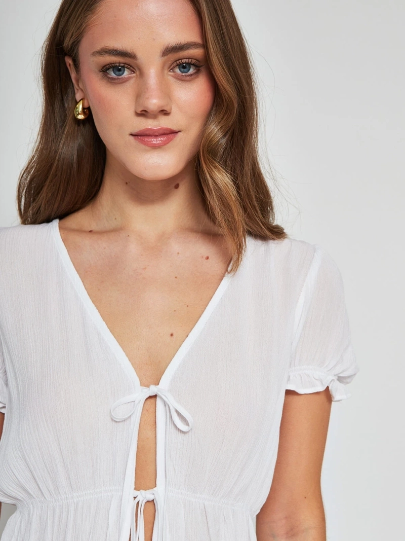 BLUSA MUJER INDEX MANGA CORTA AMARRAS - 3