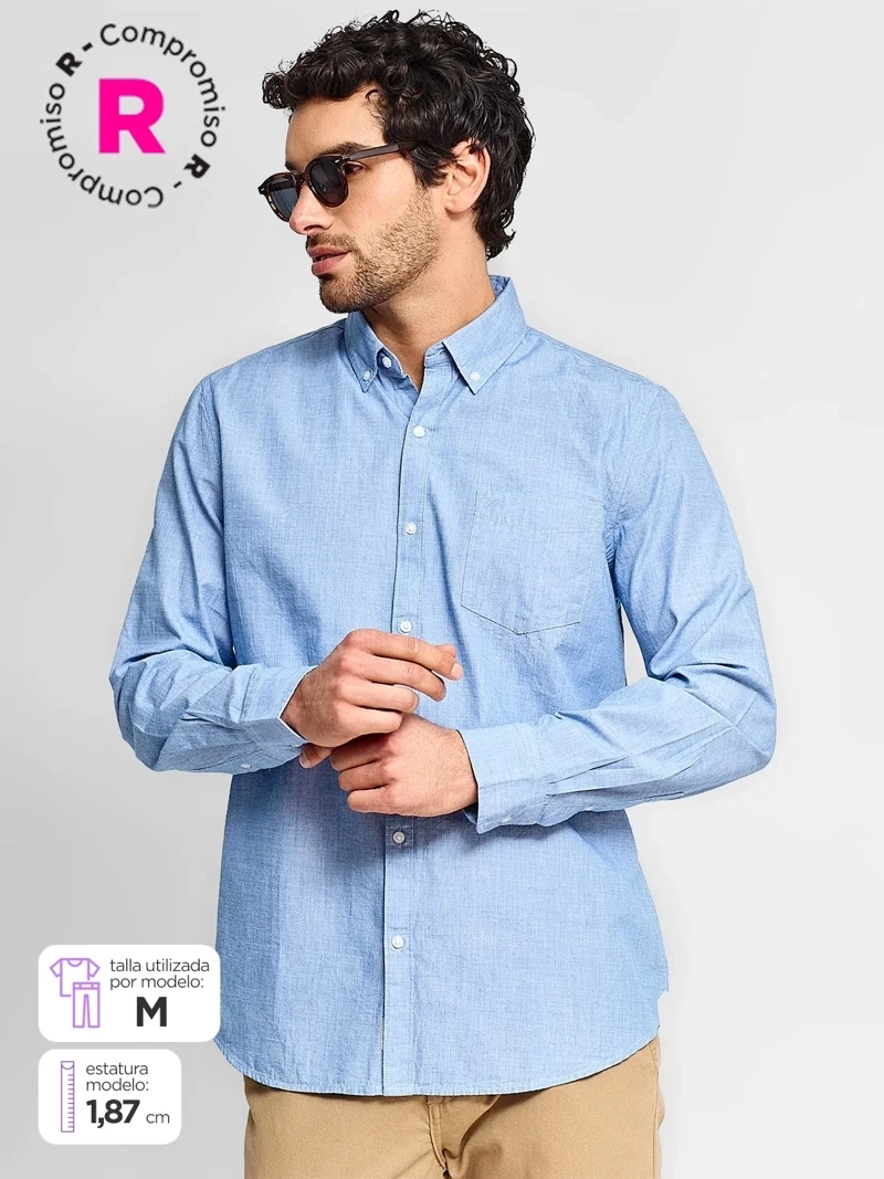 CAMISA HOMBRE REGATTA ALGODÓN MANGA LARGA - 1