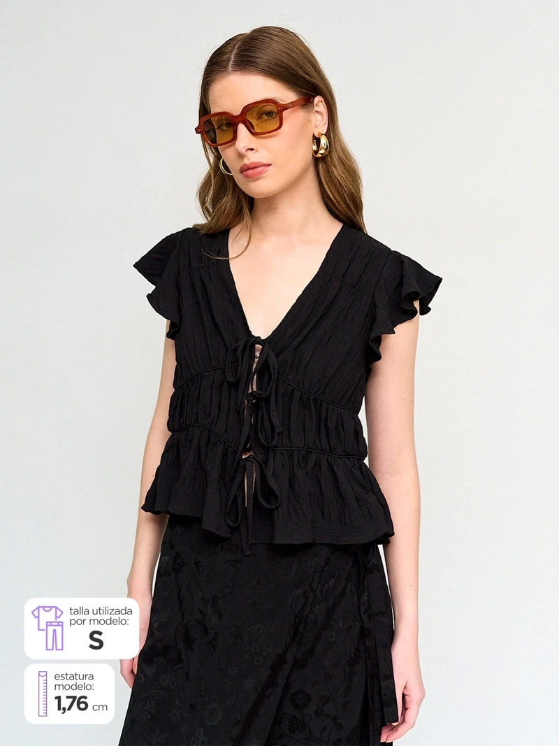 BLUSA MUJER MARQUIS ESCOTE EN V MANGA ALITA - 1