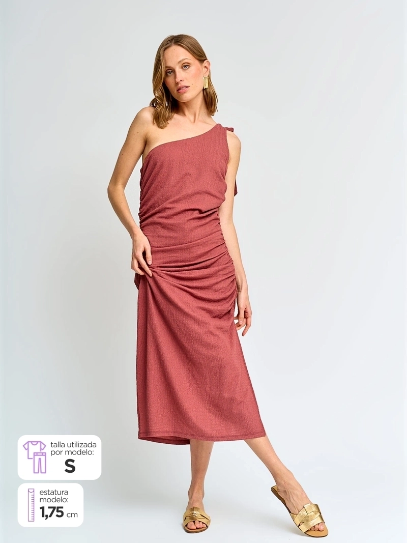 VESTIDO MUJER MARQUIS UN HOMBRO TEXTURADO - 1