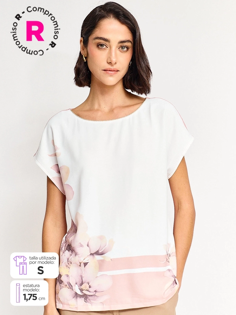 CACHAREL POLERA MUJER CACHAREL MANGA CORTA ESTAMPADA