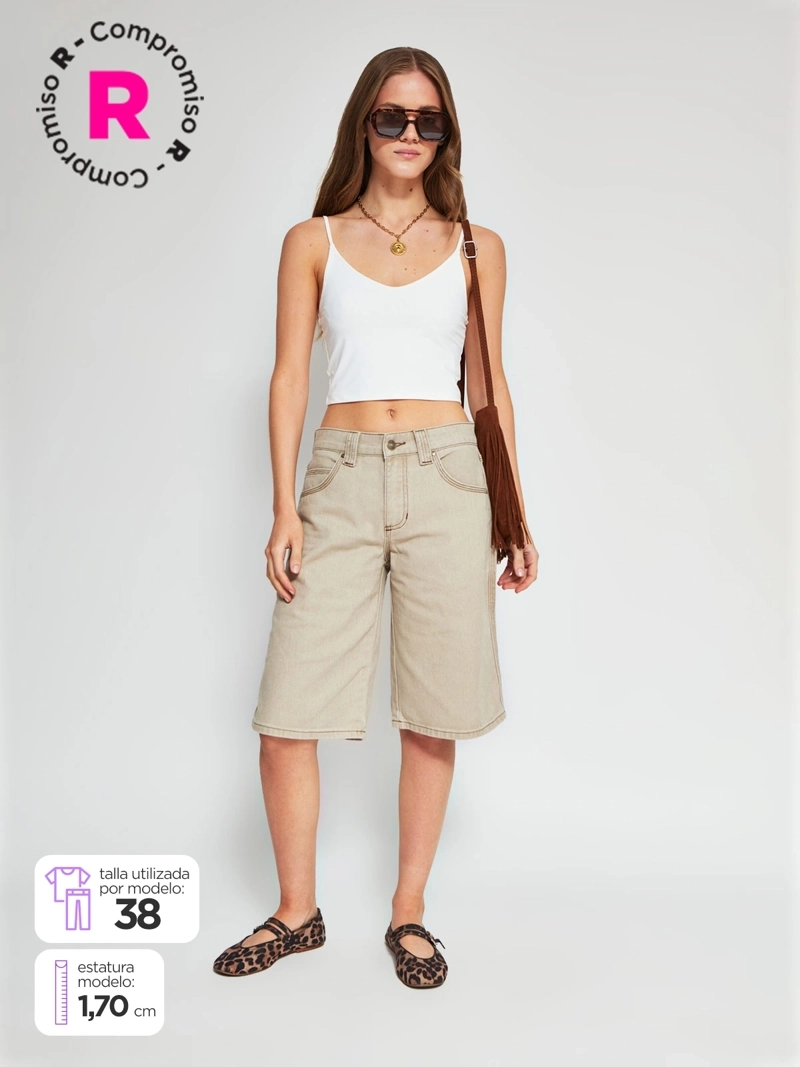 SHORT MUJER INDEX ALGODÓN LARGO DENIM - 1