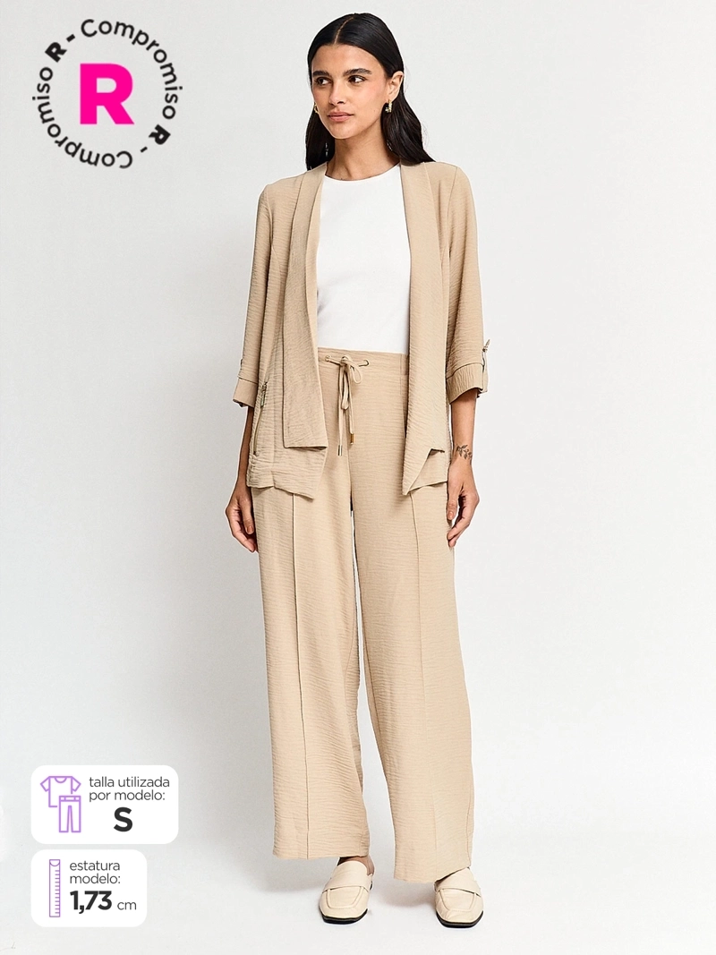 PANTALÓN MUJER CACHAREL FLUIDO TEXTURADO