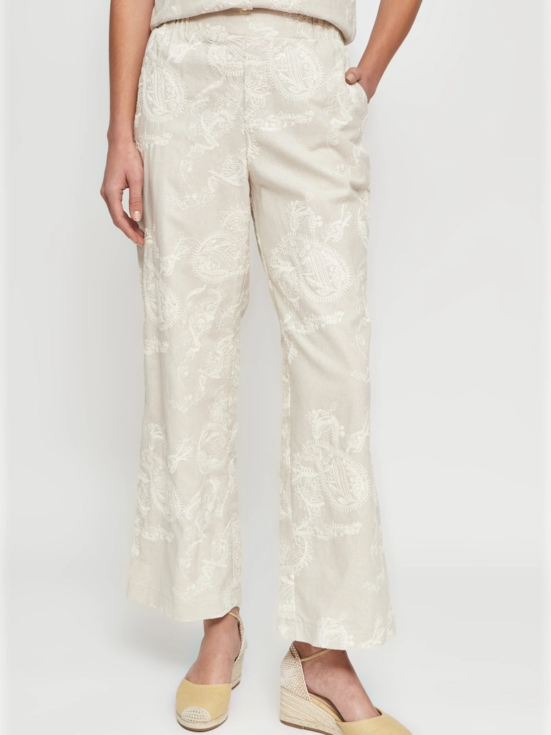 PANTALÓN MUJER CACHAREL LINO CINTURA ELASTICADA - 2