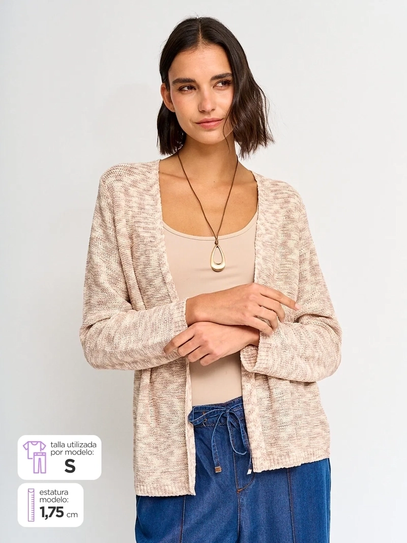 CARDIGAN MUJER AZIZ JASPEADO - 1