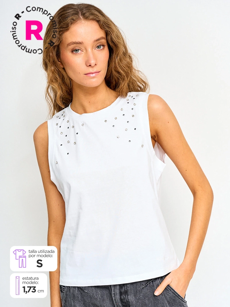 POLERA MUJER PEPE JEANS ALGODÓN APLICACIONES