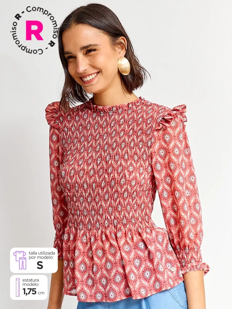 BLUSA MUJER TATIENNE MANGA LARGA ESTAMPADA - 1