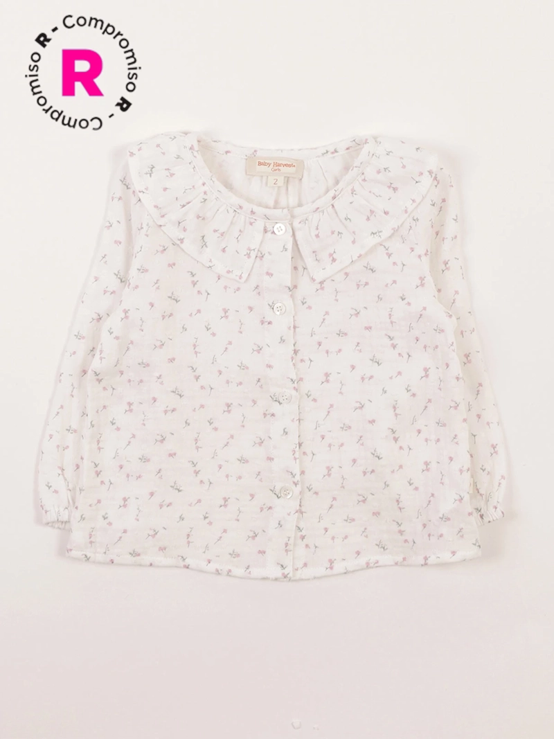 BLUSA MANGA LARGA ALGODÓN NIÑA BABY HARVEST FLORES - 1