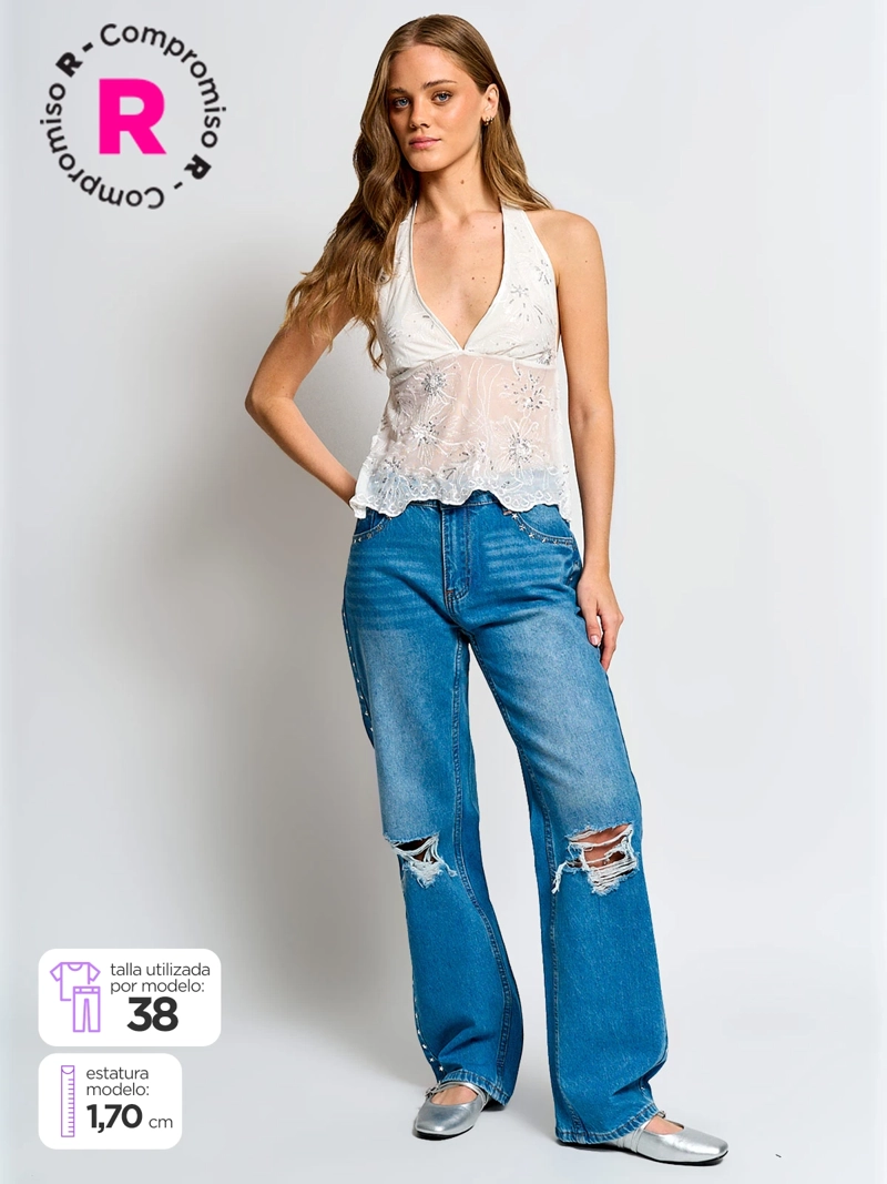 JEANS MUJER INDEX ALGODÓN TACHAS ESTRELLA - 1