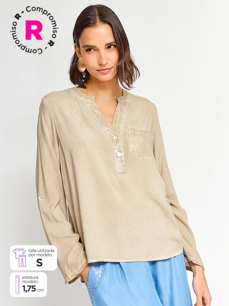 BLUSA MUJER TATIENNE MANGA LARGA LENTEJUELAS - 1