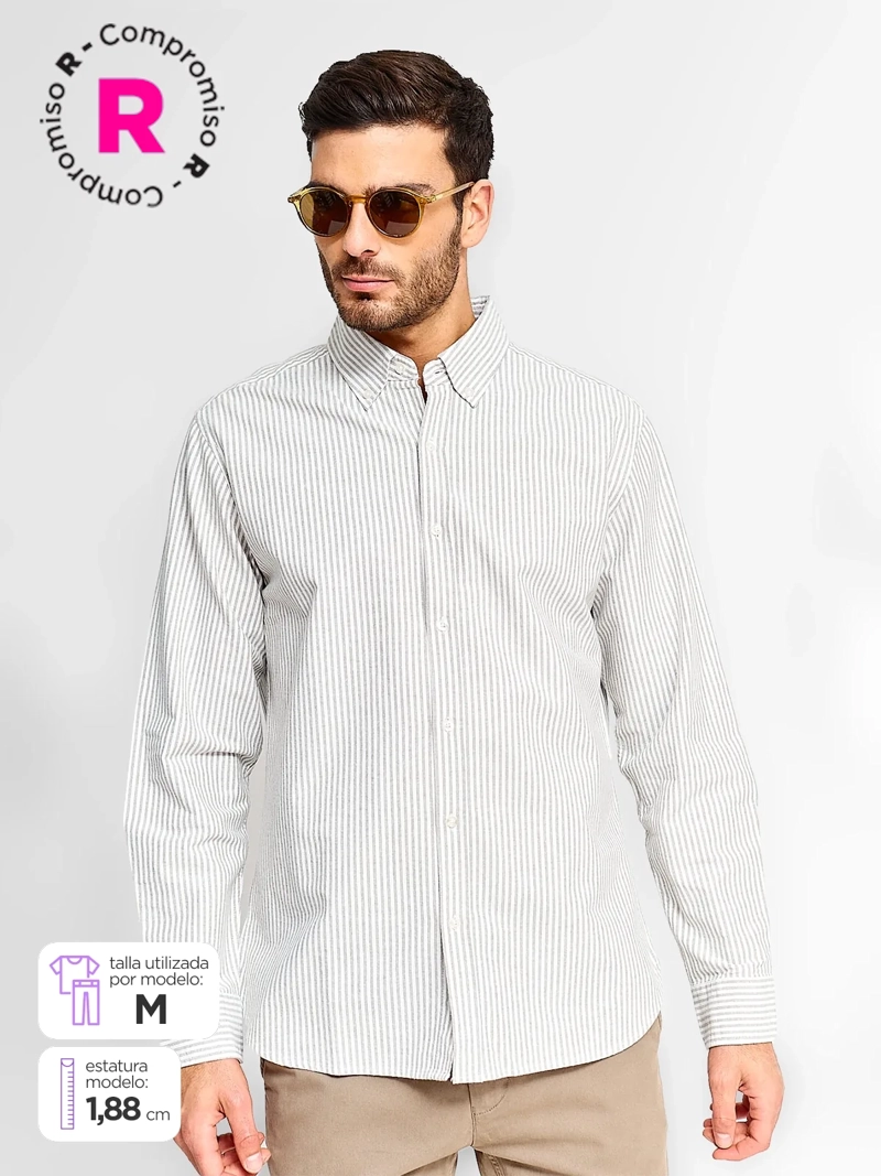 CAMISA HOMBRE MARQUIS ALGODÓN MANGA LARGA LÍNEAS - 1