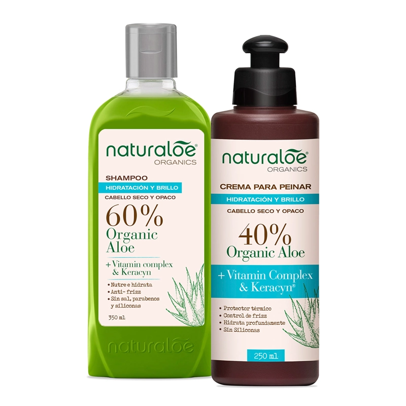 SET CAPILAR NATURALOE HIDRATACIÓN Y BRILLO SHAMPOO 350 ML + CREMA DE PEINAR 250 ML - 2
