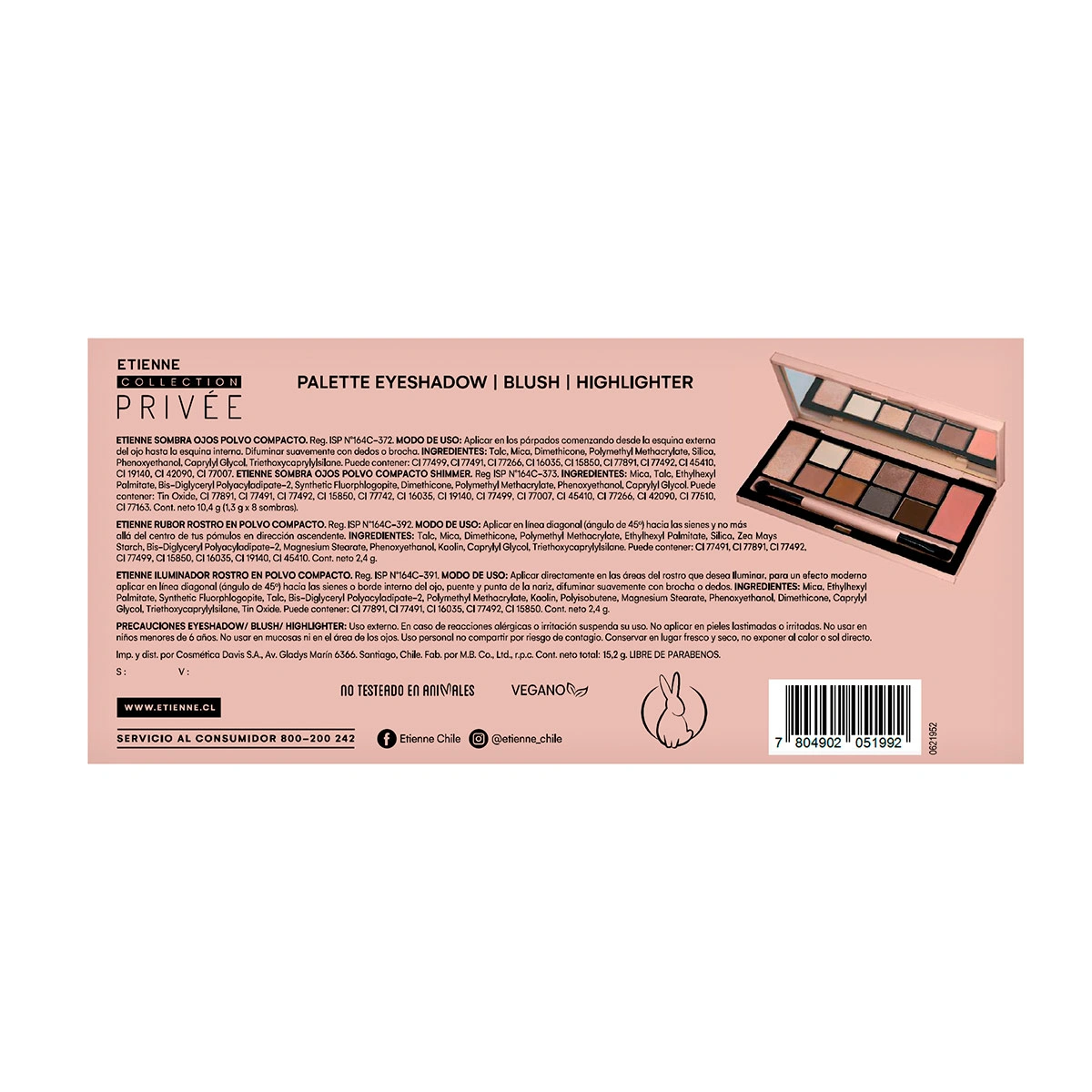 PALETA DE MAQUILLAJE ETIENNE PRIVEE SOMBRAS RUBOR E ILUMINADOR NUDES - 3