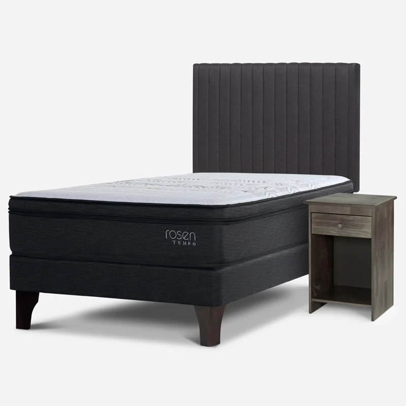 CAMA EUROPEA ROSEN TEMPO 1.5 PLAZAS + SET LUCIO GRIS - 2