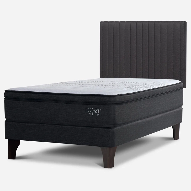 CAMA EUROPEA ROSEN TEMPO 1.5 PLAZAS + RESPALDO LUCIO GRIS - 2
