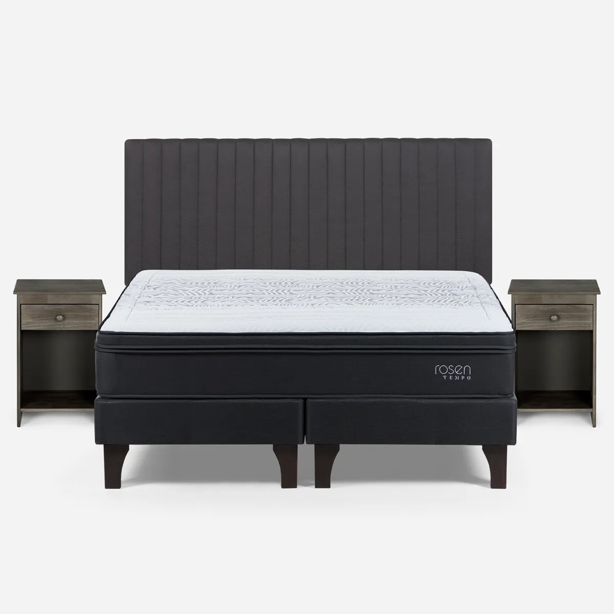 CAMA EUROPEA ROSEN TEMPO 2 PLAZAS + SET LUCIO GRIS - 1