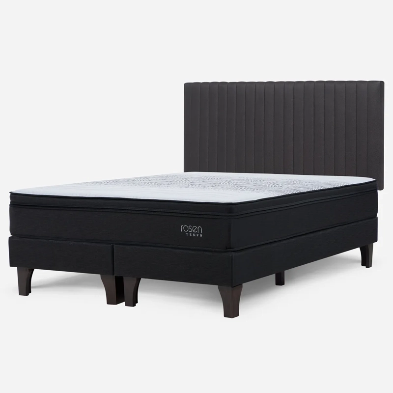CAMA EUROPEA ROSEN TEMPO 2 PLAZAS + RESPALDO LUCIO GRIS - 2