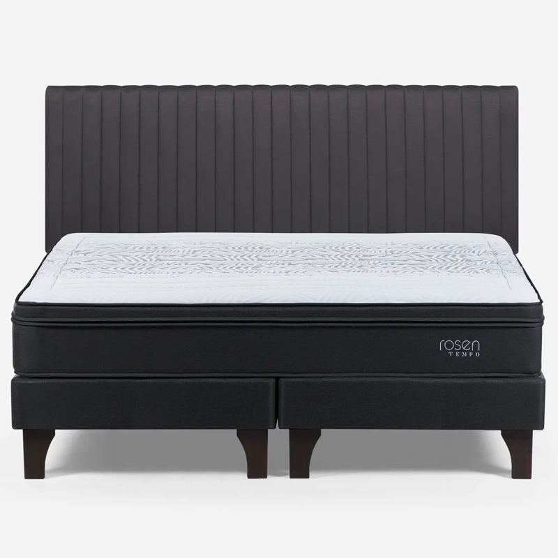 CAMA EUROPEA ROSEN TEMPO KING + RESPALDO LUCIO GRIS - 1